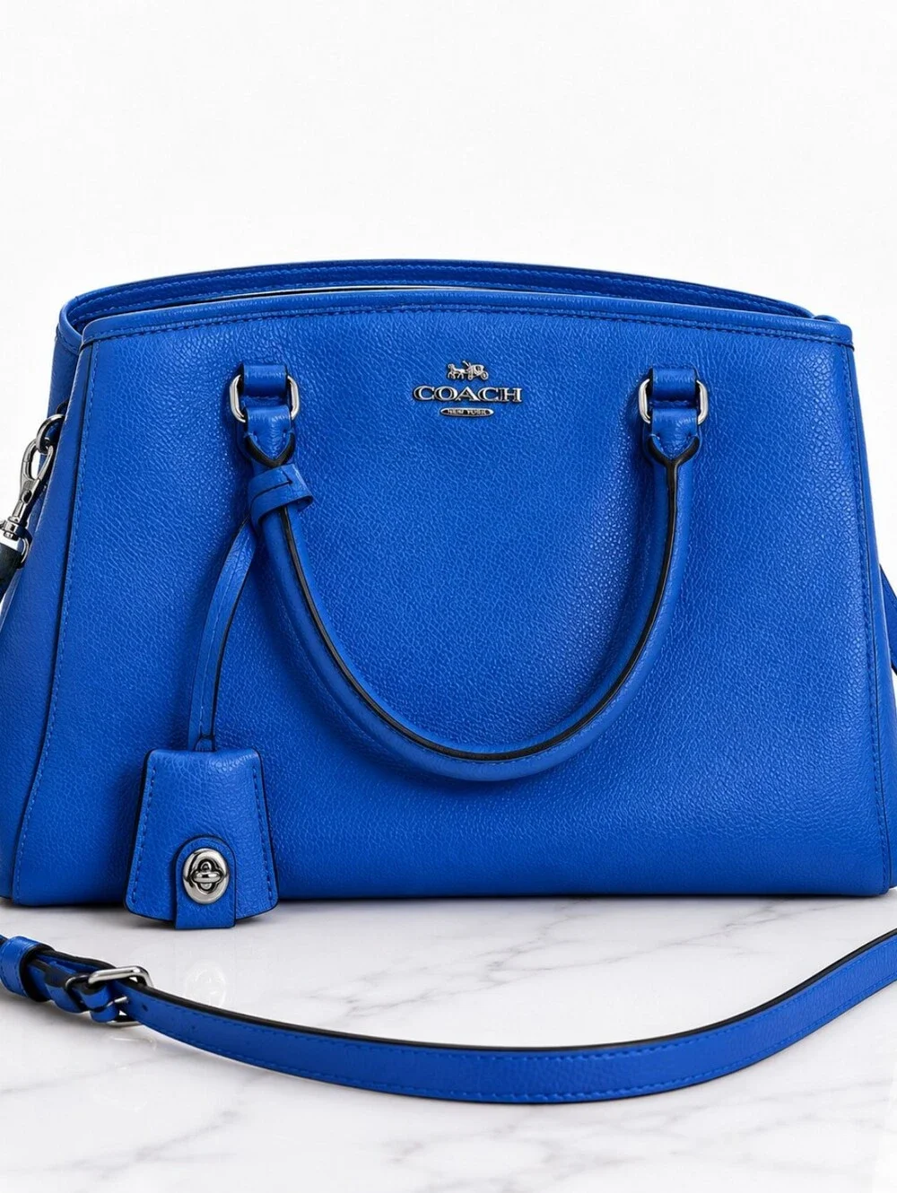 COACH Margot Blue Pebbled Leather Crossbody/Satchel